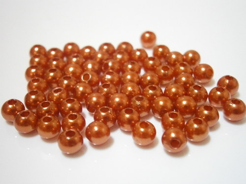 Korálky Glance voskované 5mm - oranžové tm.(100ks)