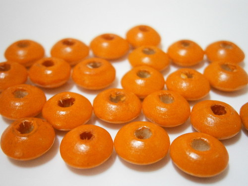 Dřevěné korálky 5x10mm disk - oranžové (30ks)