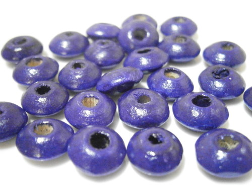 Dřevěné korálky 5x10mm disk - fialové (30ks)