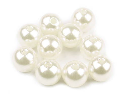 Voskované korálky 10mm - bílé perlové (10ks)