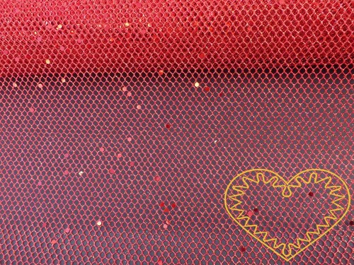 Červená síťovina s glitry - šíře 48 cm
