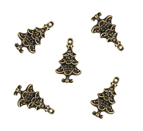 Vánoční stromeček bronz 22mm, 2ks
