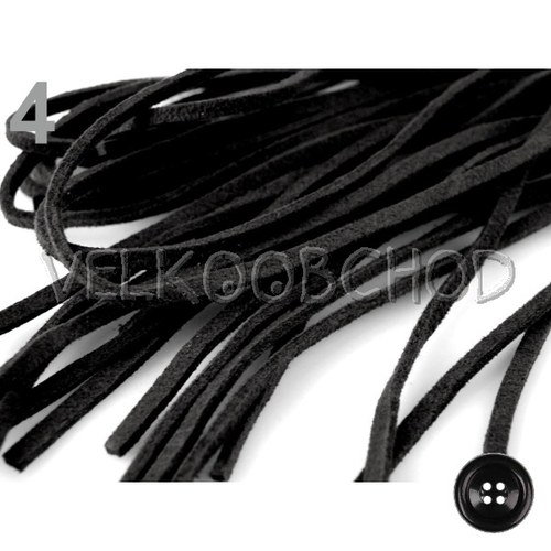 Řemínek imitace semiše 3mm, 100cm - black — foto 1