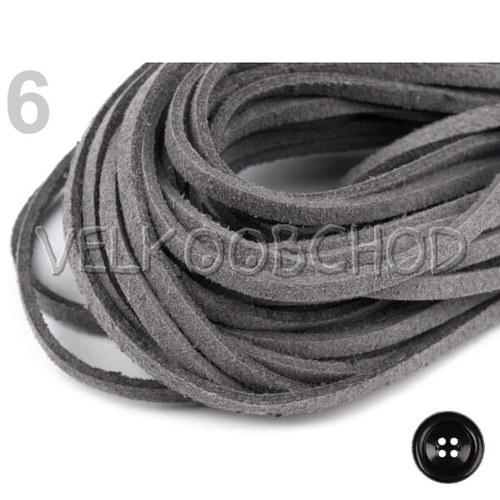 Řemínek imitace semiše 3mm, 100cm - zinc — foto 1
