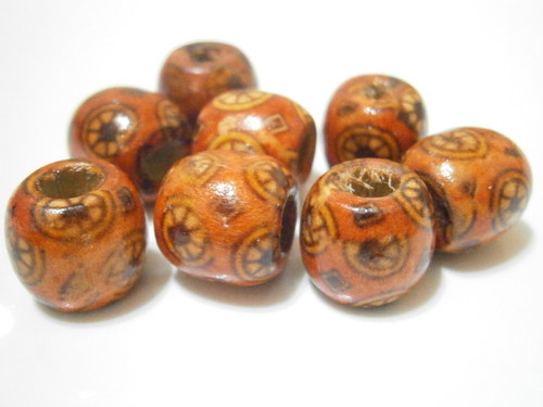 Dřevěné malované korálky 12x11mm (8ks)