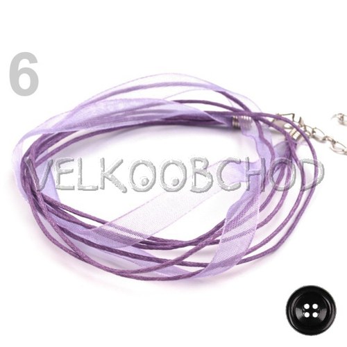 Šňůrka se stuhou víceřadá (45cm) - levandulová