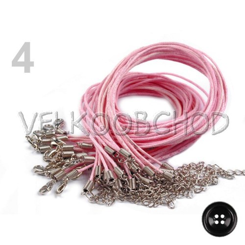 Šňůrka bavlněná voskovaná (45cm) - růžová