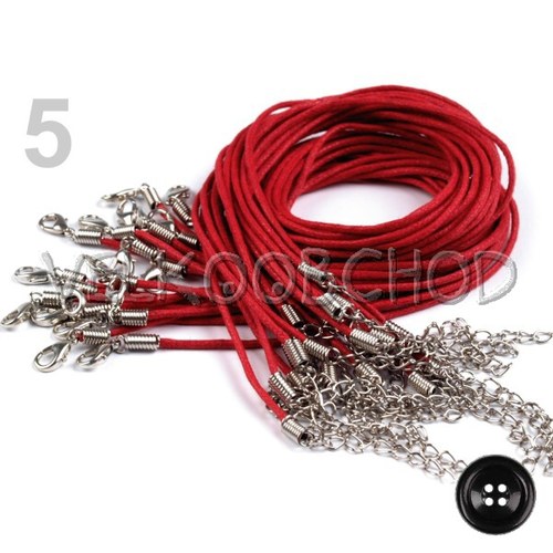 Šňůrka bavlněná voskovaná (45cm) - červená