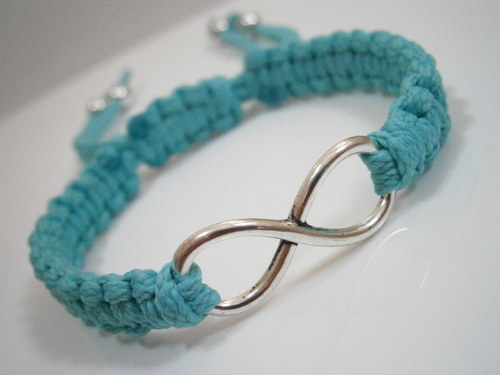 Infinity náramek tyrkysový (makramé/macramé) — foto 1