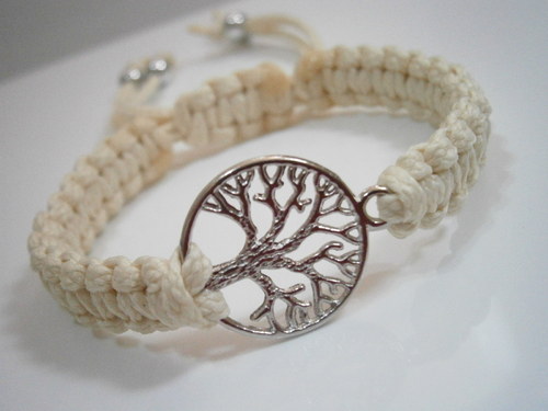 Tree náramek béžový (makramé/macramé) — foto 1