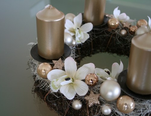 Luxusní adventní svícen v krémové — foto 1