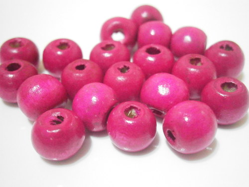Dřevěné korálky 10mm - růžové (20ks)