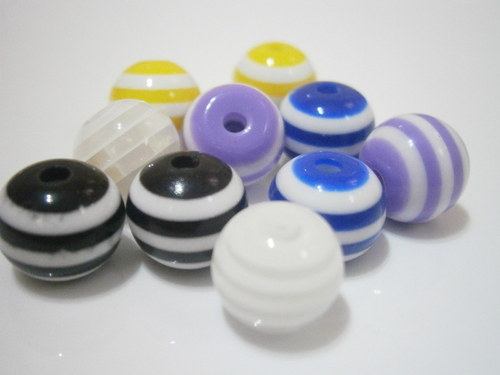 Pruhované korálky 10mm - MIX (10ks)