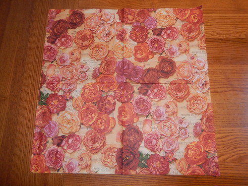 Ubrousek na decoupage - růže na notách