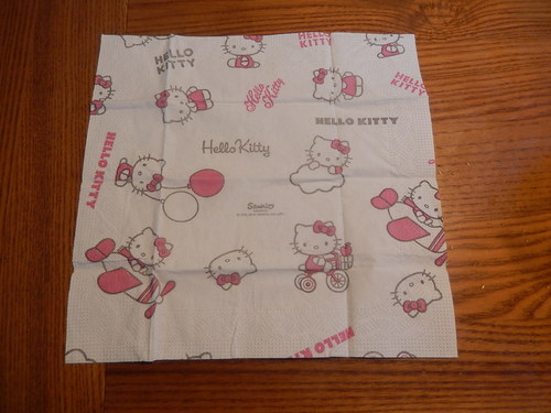Kapesníček na decoupage - Hello Kitty