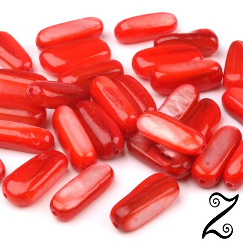 Nugeta perleťová, červená, 5x15 mm (7ks)