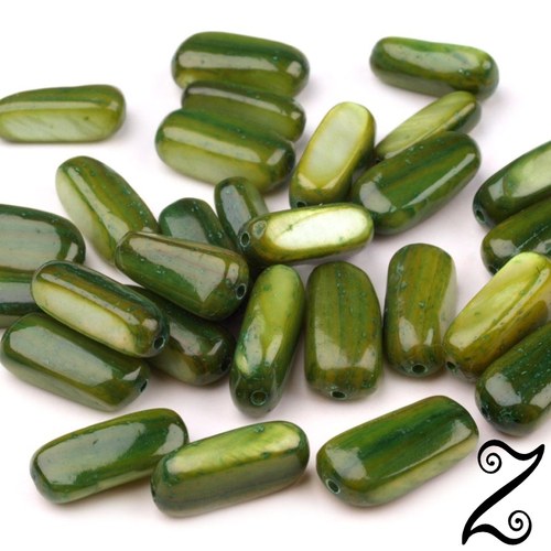 Nugeta perleťová, zelená, 5x15 mm (7ks)