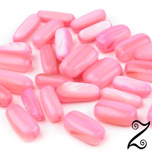 Nugeta perleťová, růžová světlá, 5x15 mm (7ks)
