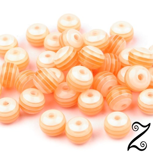 Korálek s proužkem, oranžová světlá, 8mm (20ks)