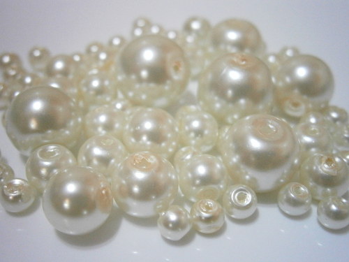 Voskované perly skleněné cca 4-12mm (20g) — foto 1