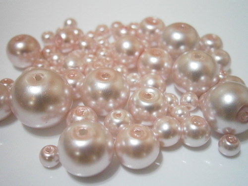Voskované perly skleněné cca 4-12mm (20g) — foto 1