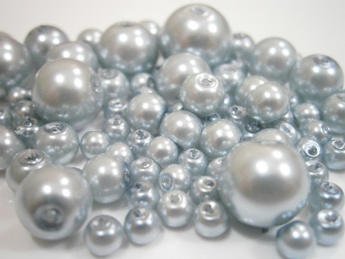 Voskované perly skleněné cca 4-12mm (20g)