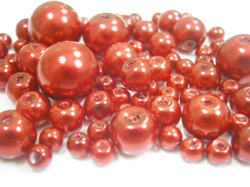 Voskované perly skleněné cca 4-12mm (20g)
