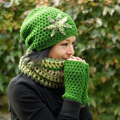 Flower Green (set čiapkošálový) — foto 1