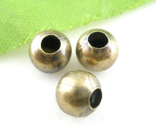 Korálky, bronz, 6 mm, 20 ks