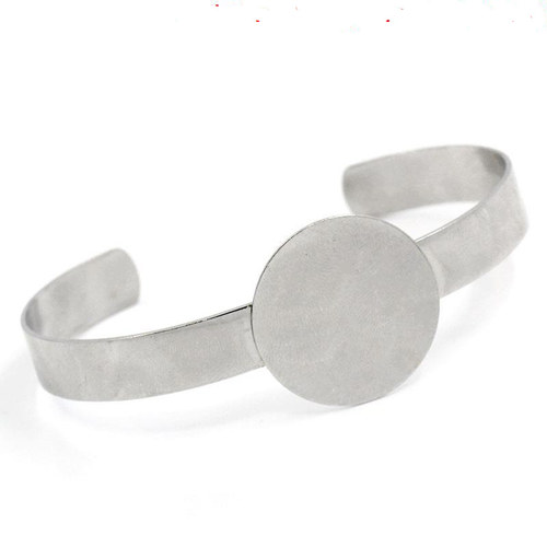 Náramek s ploškou/ platina/ 16,5cm/ 1ks