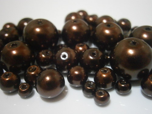 Voskované perly skleněné cca 4-12mm (20g)