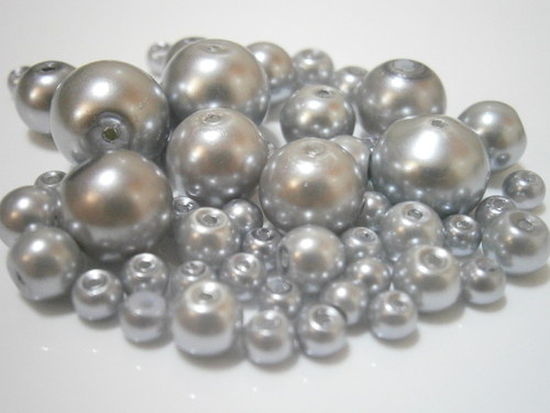 Voskované perly skleněné cca 4-12mm (20g) — foto 1
