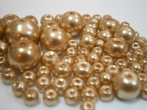 Voskované perly skleněné cca 4-12mm (20g) — foto 1