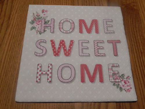 Ubrousek na decoupage - home sweet home