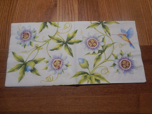 Ubrousek na decoupage - kolibřík v květinách