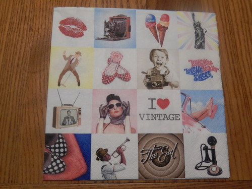 Ubrousek na decoupage - I love vintage