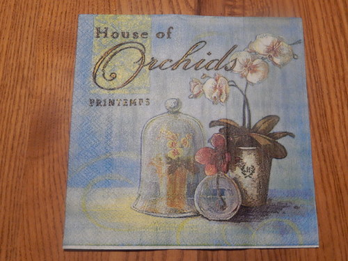 Ubrousek na decoupage - zátiší s orchidejí
