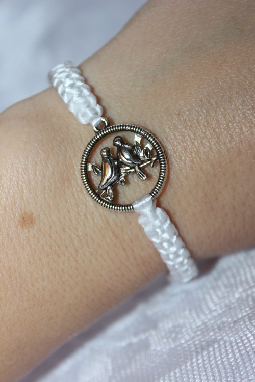 Zamilovaní ptáčci.. Náramek makramé/shamballa — foto 1