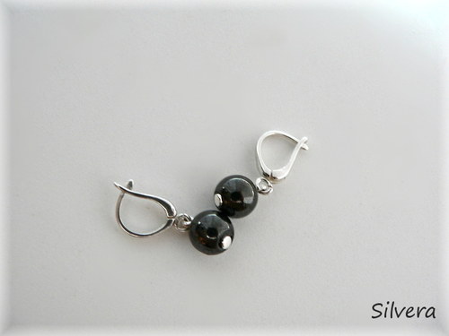 Stříbrné 925 Naušnice Magnetický Hematit — foto 1