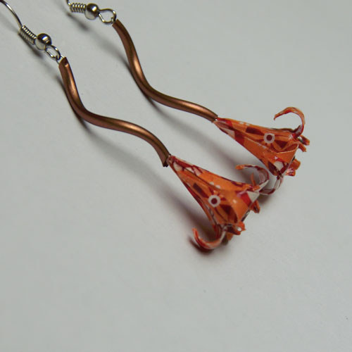 Náušnice "Oranžová ornamentální" (lilie)