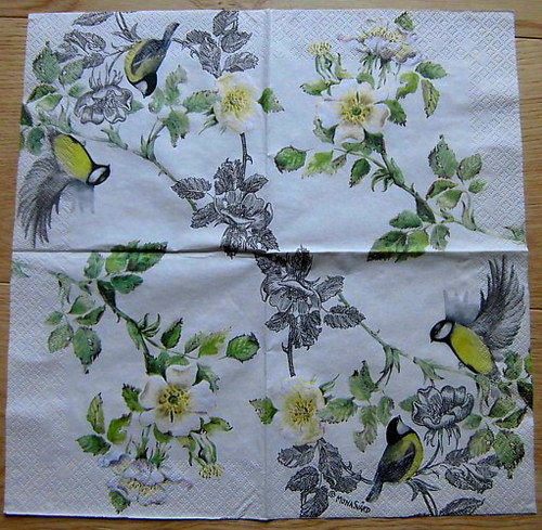 ZV 122-ubrousek 33x33 - sýkorky +květ.