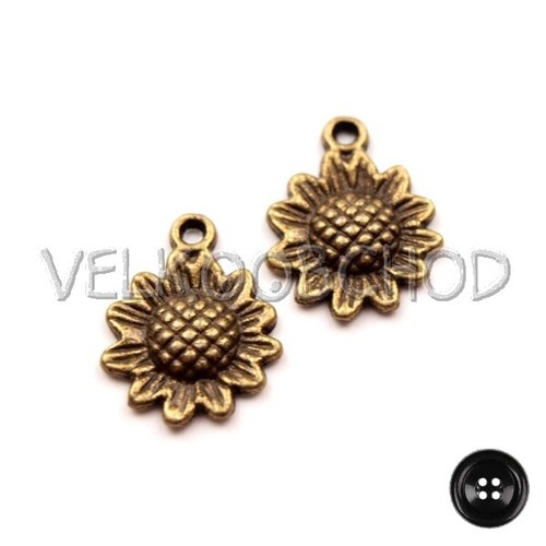 AKCE! Přívěsek Slunečnice 12x15mm (5ks)-staromosaz