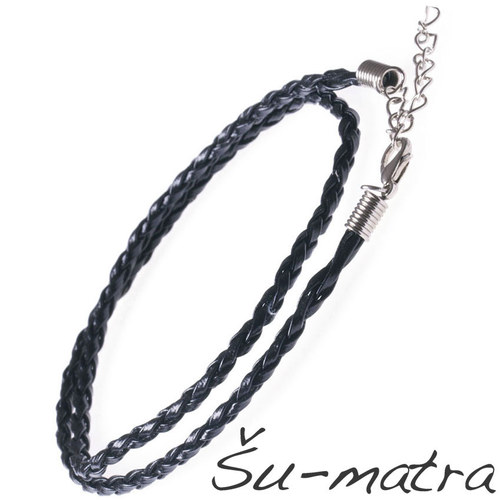 Šňůrka se zapínáním, černá, 3 mm