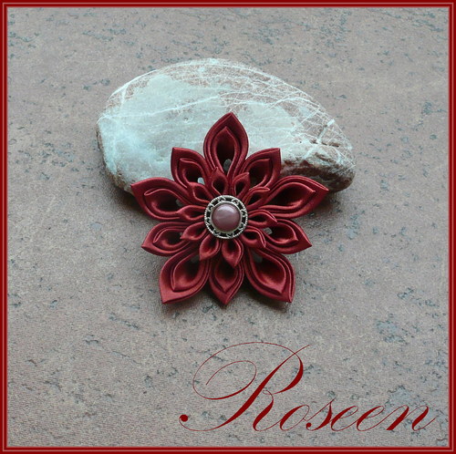 Kanzashi spona/brož Cinnamon