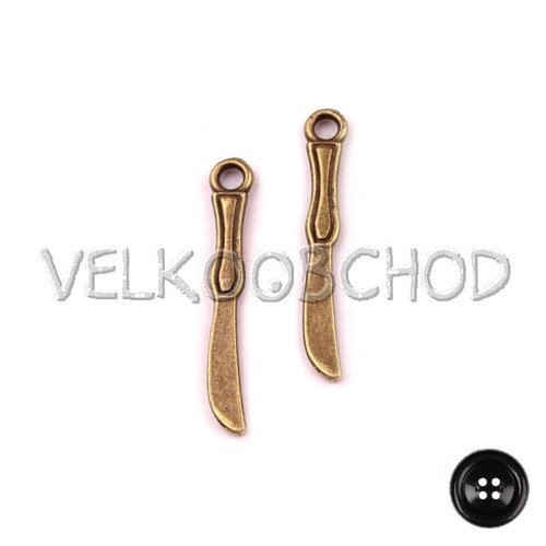 AKCE - Přívěsek Nůž 3x21mm - staromosaz (10ks)