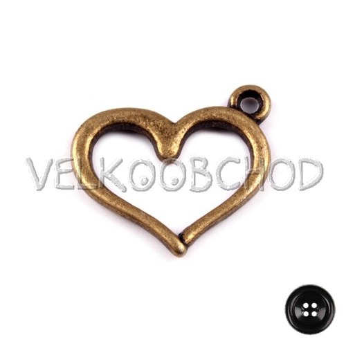 AKCE! Přívěsek Srdce 12x15mm - staromosaz 5ks