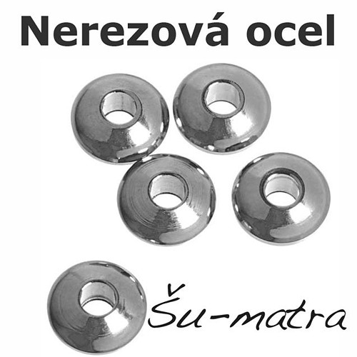 Korálek z nerezové oceli, 5x3 mm (10 ks)