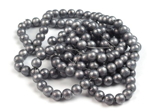 Metalízované korálky 10mm - šedé (10ks)