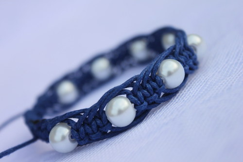 Perličkový.. Náramek makramé/shamballa — foto 1