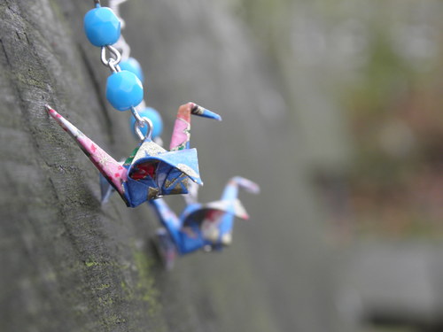 Nebeský letec - origami náušnice — foto 1
